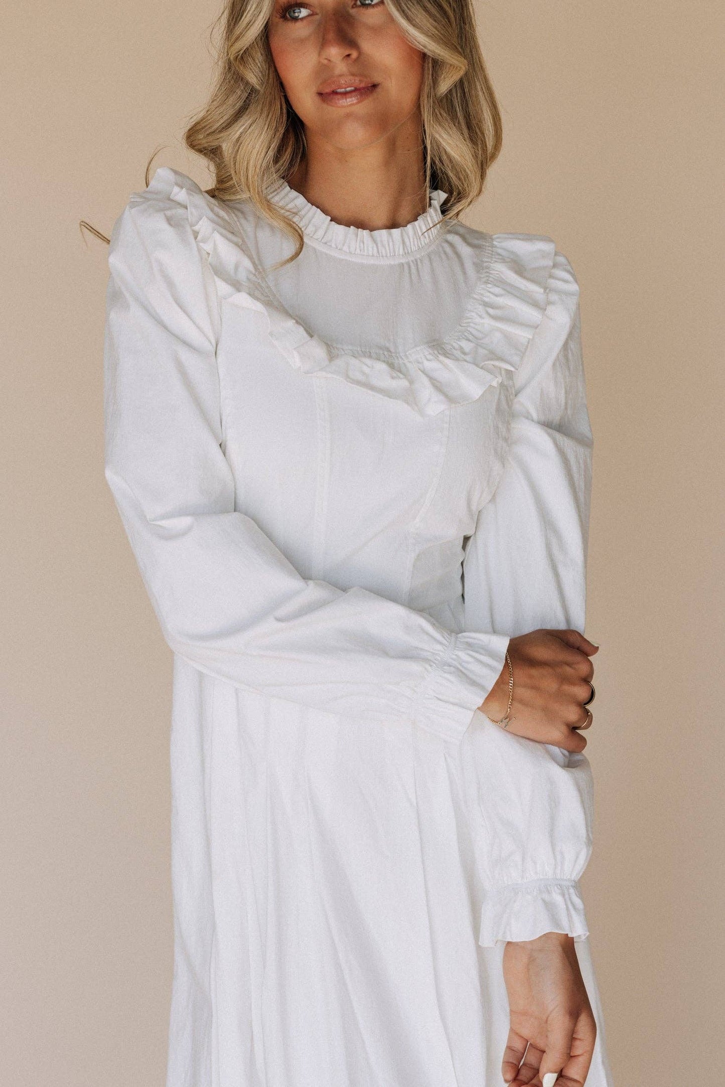 Caroline White Temple Dress / Simple Wedding Dress