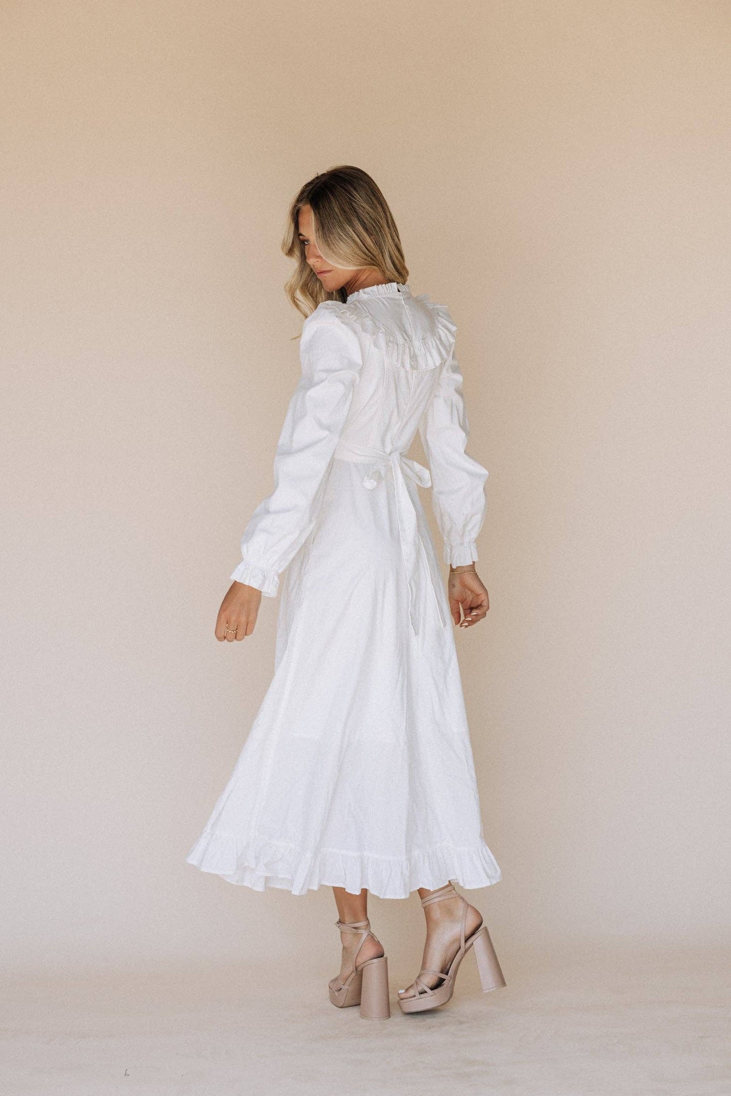 Caroline White Temple Dress / Simple Wedding Dress
