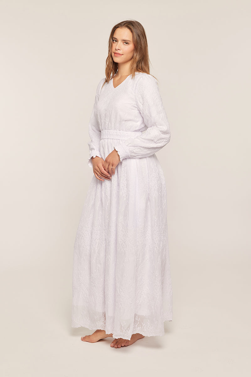 Joniqua - Petite White Temple Dress / Simple Wedding Dress