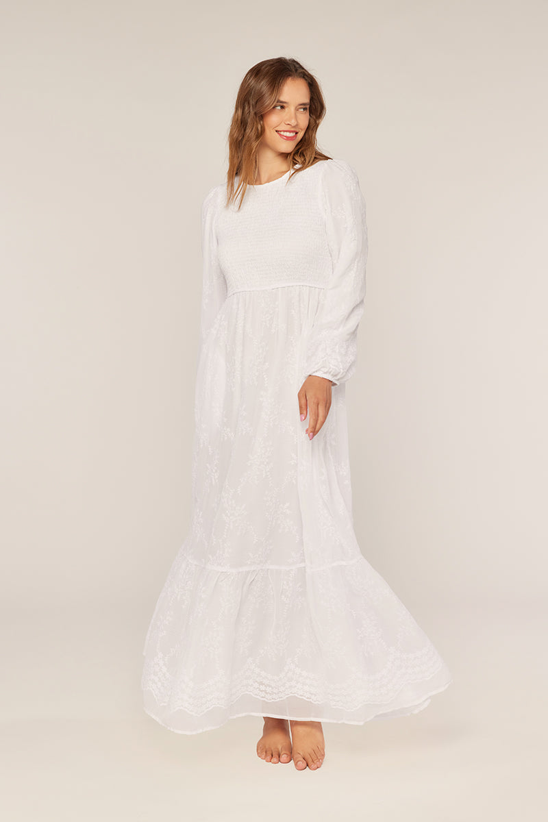 Calista White Temple Dress / Simple Wedding Dress