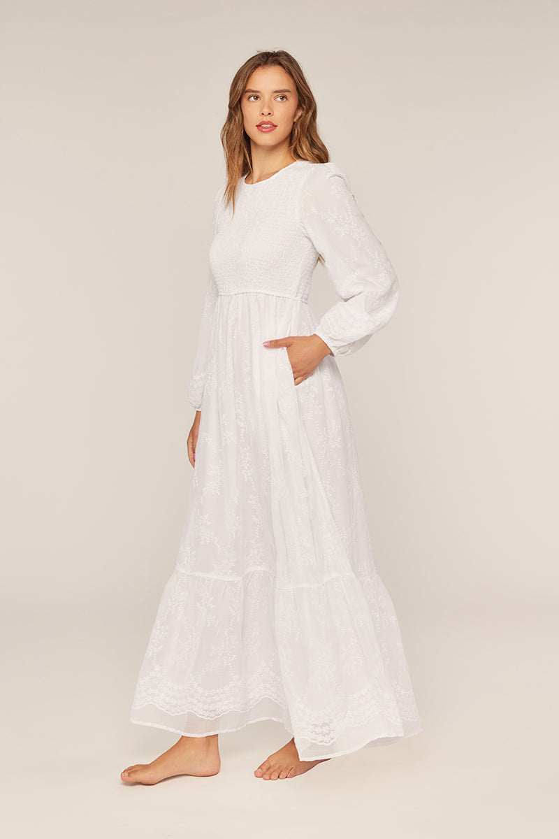 Calista White Temple Dress / Simple Wedding Dress