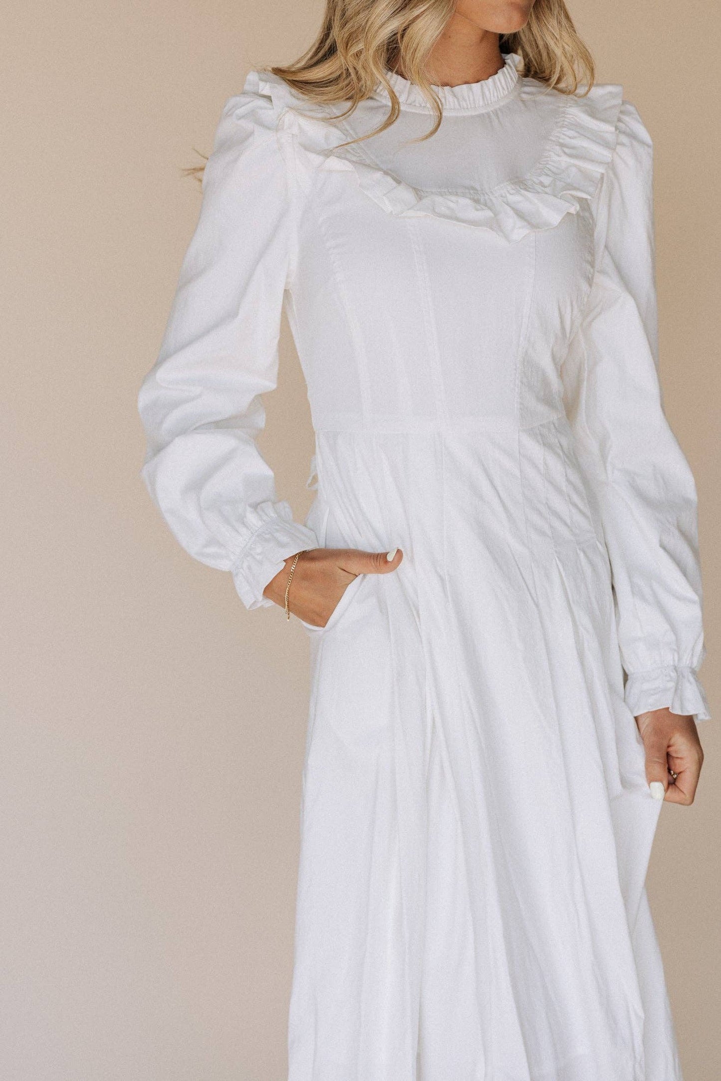 Caroline White Temple Dress / Simple Wedding Dress