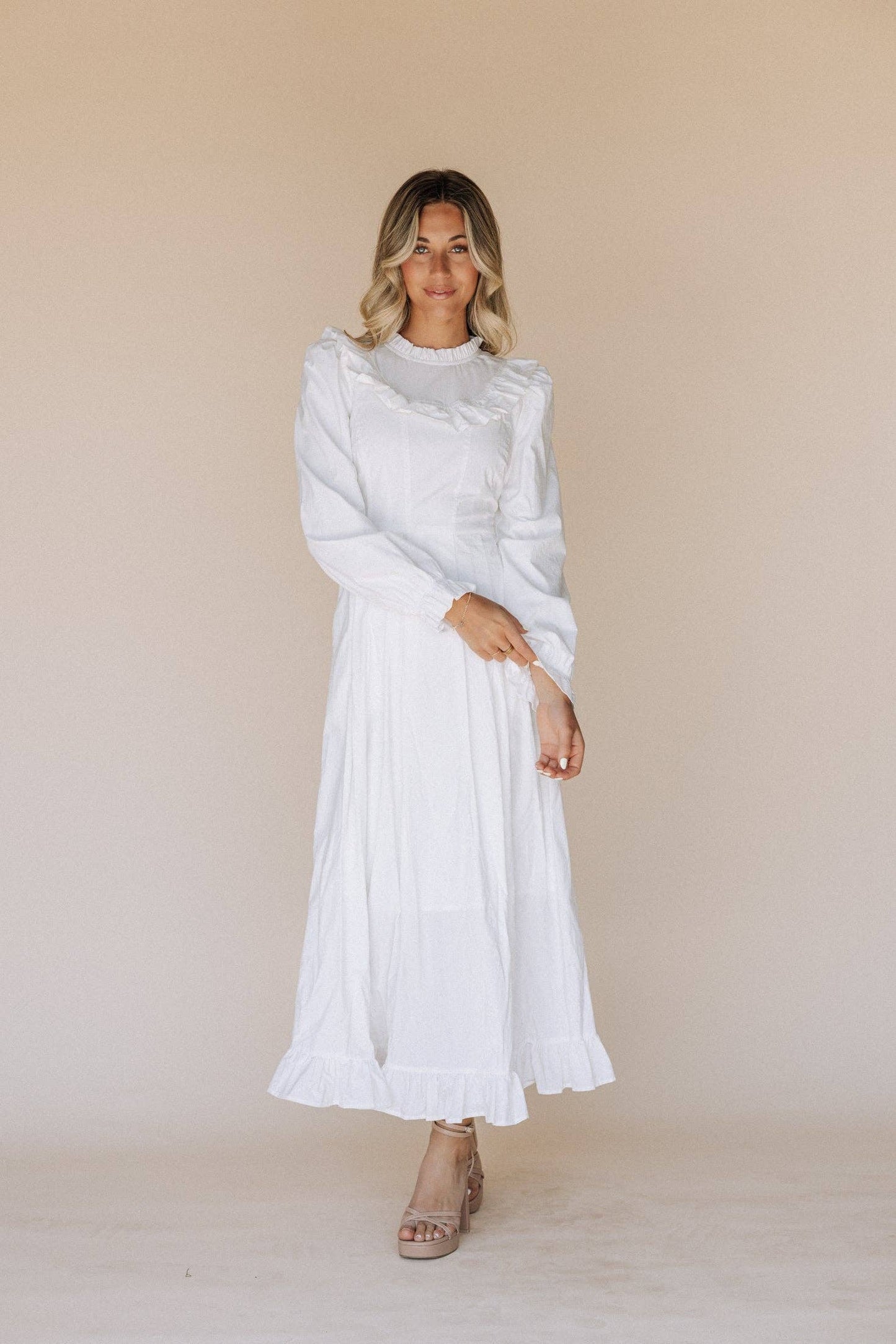 Caroline White Temple Dress / Simple Wedding Dress