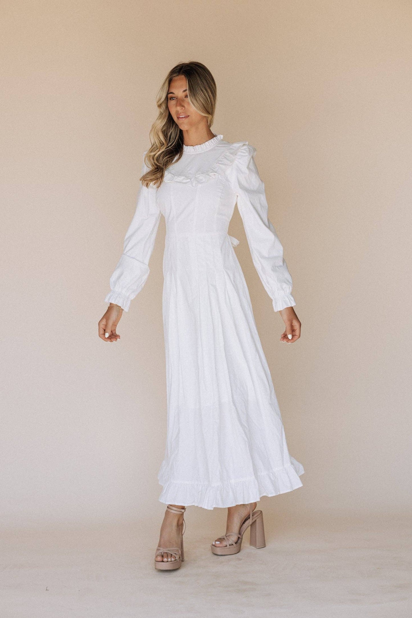 Caroline White Temple Dress / Simple Wedding Dress