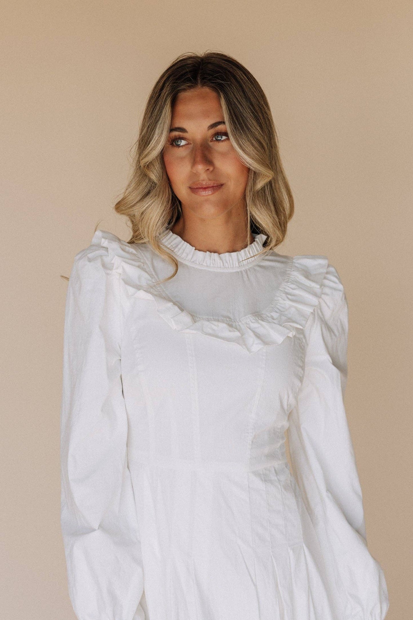 Caroline White Temple Dress / Simple Wedding Dress
