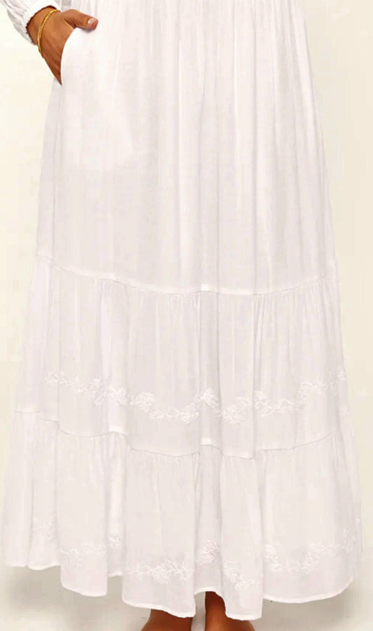 Daliah White Temple Skirt / Skirt Only