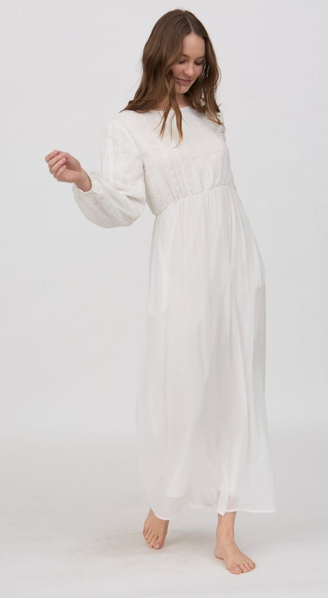 Jasmine White Temple Dress / Simple Wedding