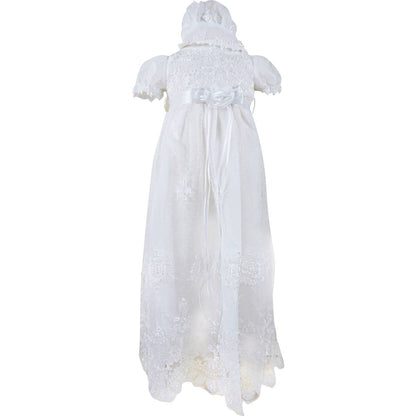 Angeline Kids - Baby Infant Girls Christening Baptism Lace Dress With Bonnet