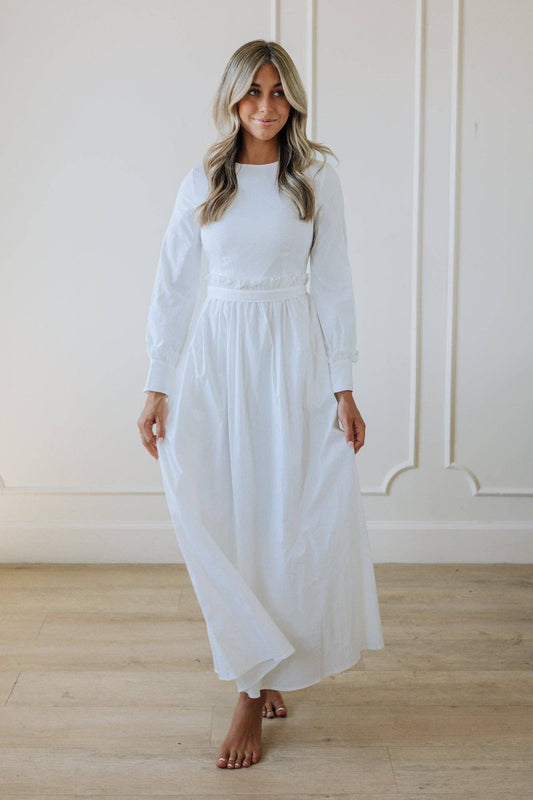 Lola White Temple Dress / Simple Wedding Dress