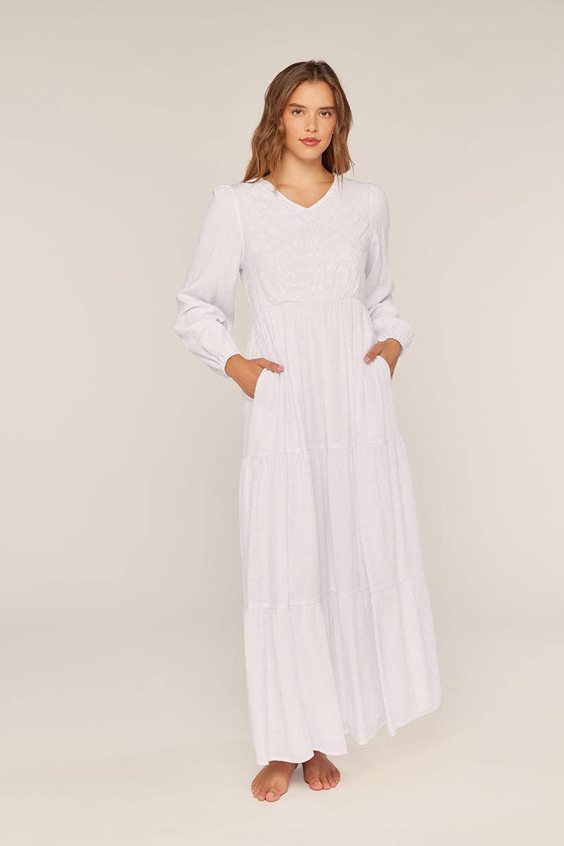 Tea n Rose - Petite White Embroidery Dress