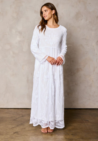 slim fit white temple dress Cotton Vanilla Temple Dress Dressed in White