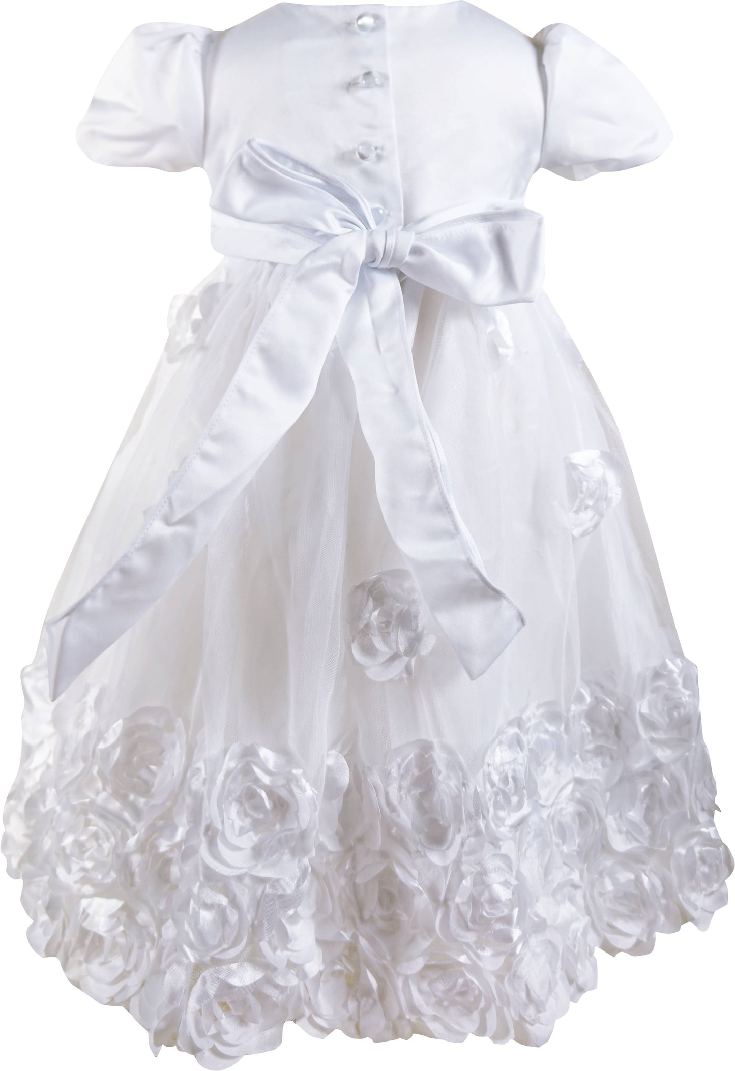 Angeline Kids - Baby Infant Girls Christening Baptism Bow Dress With Bonnet