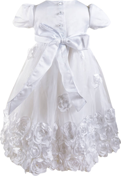 Angeline Kids - Baby Infant Girls Christening Baptism Bow Dress With Bonnet