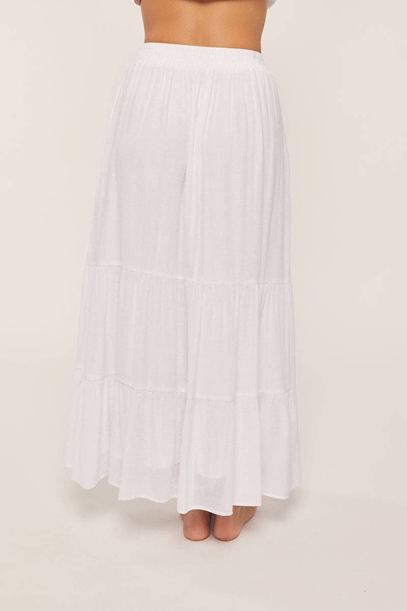 Tea n Rose - Embroidered White Skirt