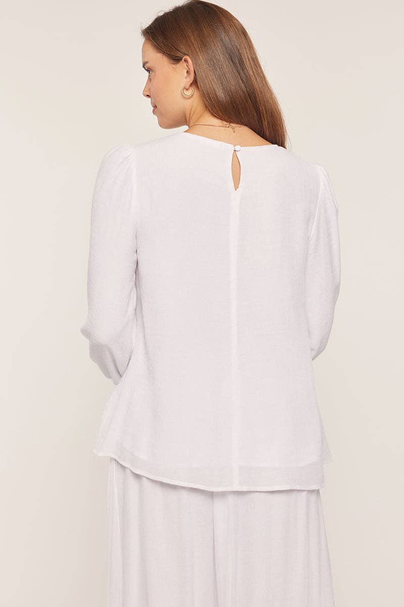 Tea n Rose - Embroidered White Top