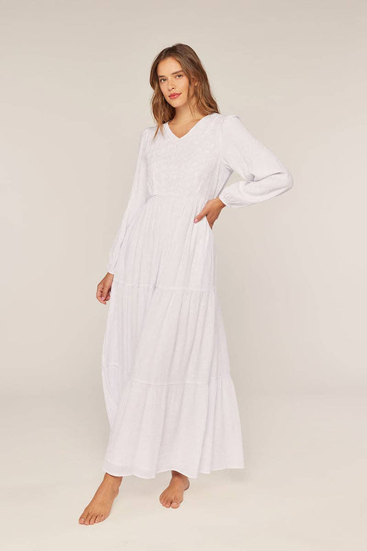 Tea n Rose - Plus size White embroidery Dress