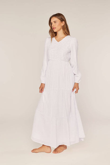 Tea n Rose - Plus size White embroidery Dress