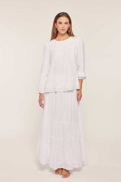 Tea n Rose - Embroidered White Skirt