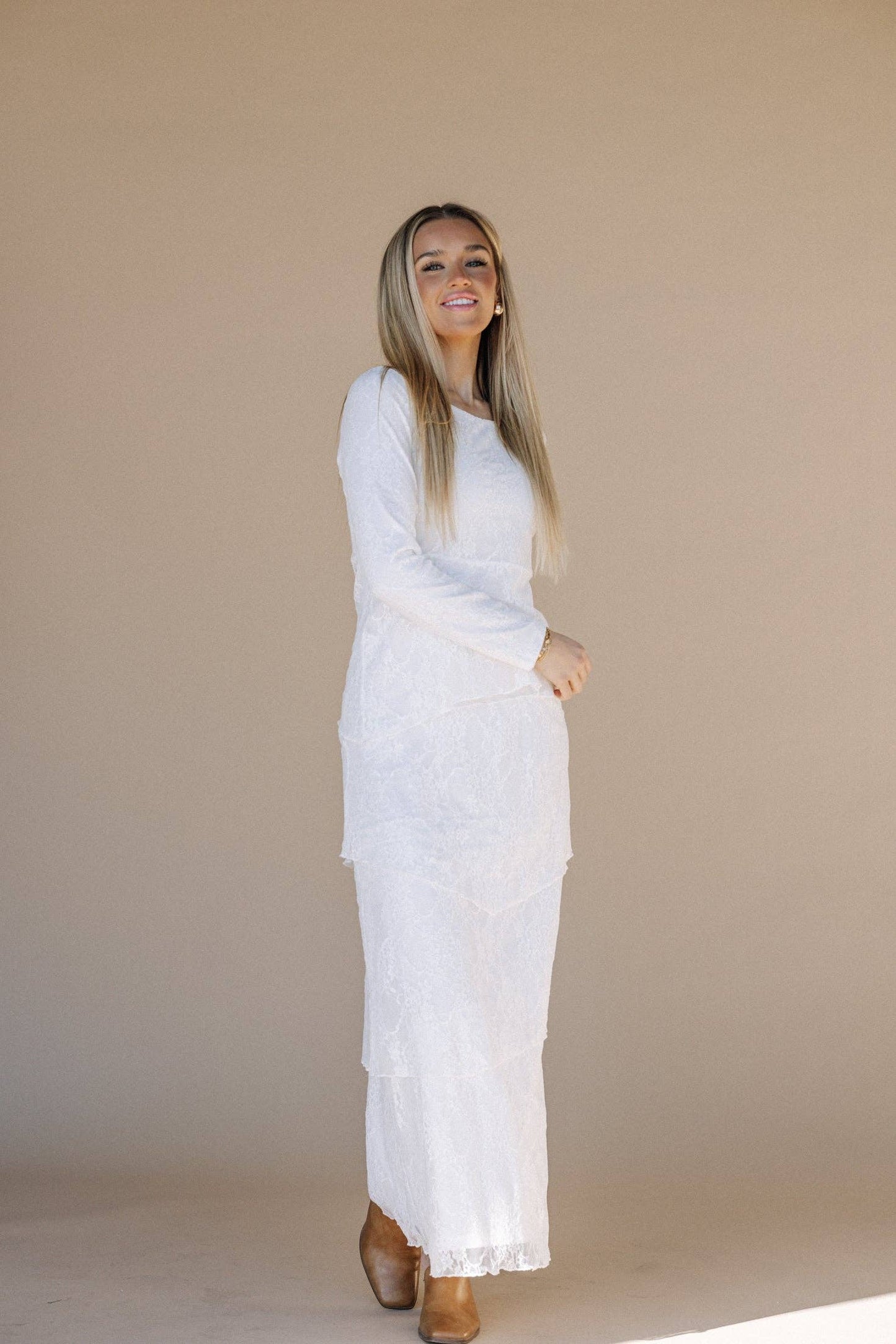 Brielle White Temple Dress / Simple Wedding Dress