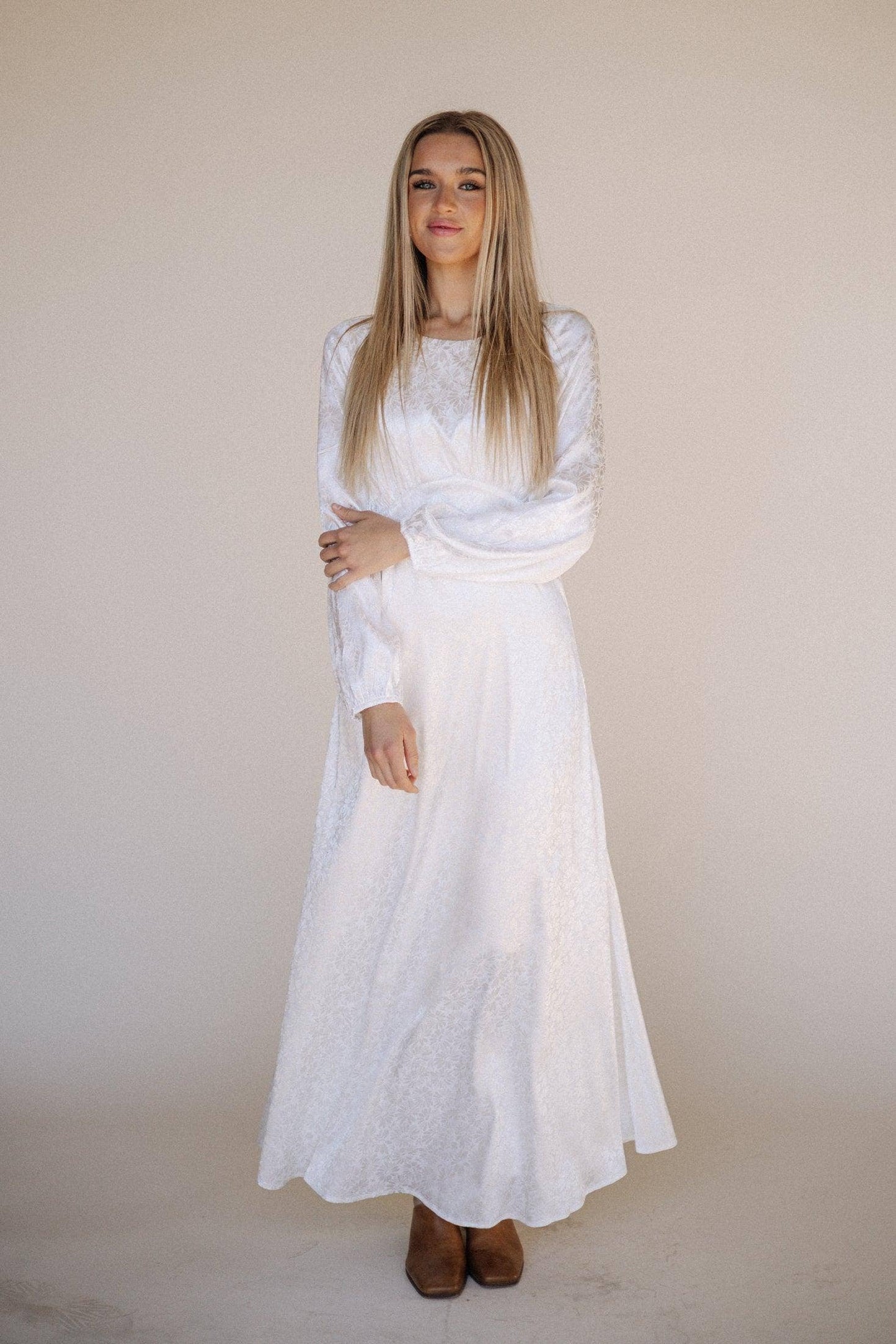 Lulu LDS Temple Dress / Simple Wedding Dress