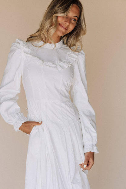 Caroline White Temple Dress / Simple Wedding Dress