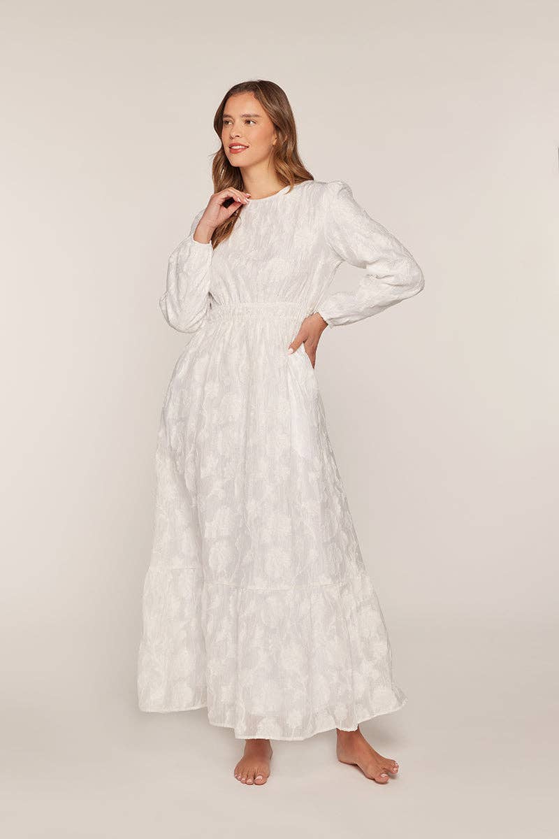 Tea n Rose - Texture White Maxi Dress