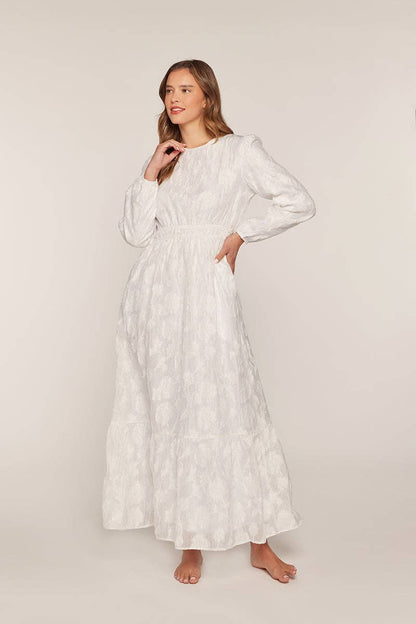 Tea n Rose - Texture White Maxi Dress