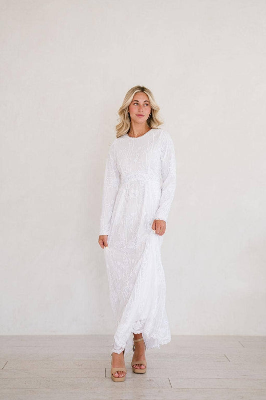 Sarah White Temple Dress / Simple Wedding Dress
