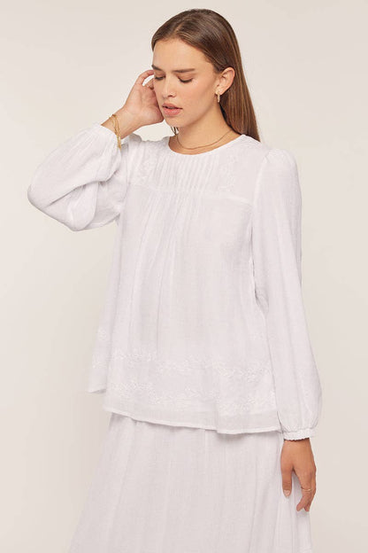 Tea n Rose - Embroidered White Top