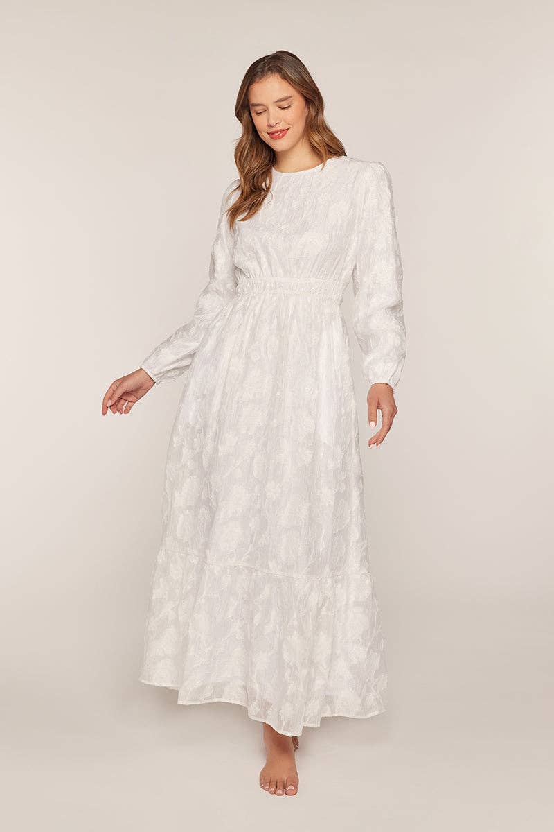 Tea n Rose - Texture White Maxi Dress
