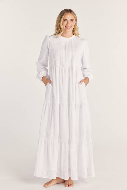 Nancy White Temple Dress / Simple Wedding Dress