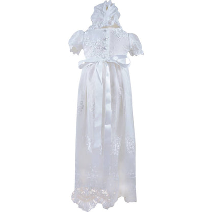 Angeline Kids - Baby Infant Girls Christening Baptism Lace Dress With Bonnet