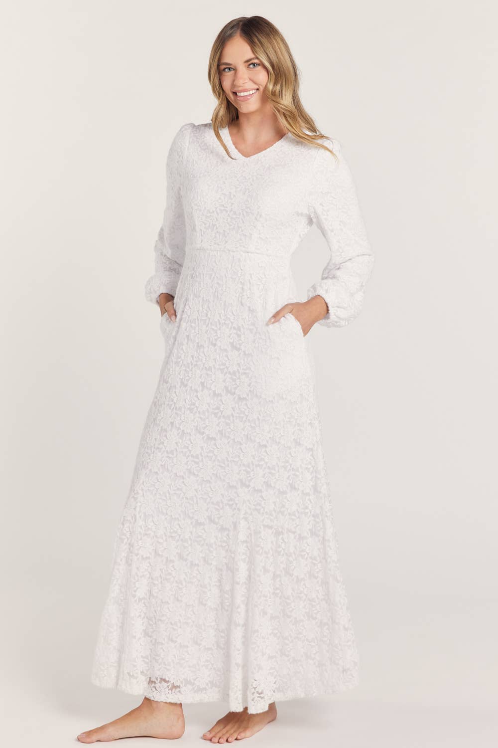 Gloria White Temple Dress / Simple Wedding Dress (Petite XS - XL) (Regular 1XL - 3XL)