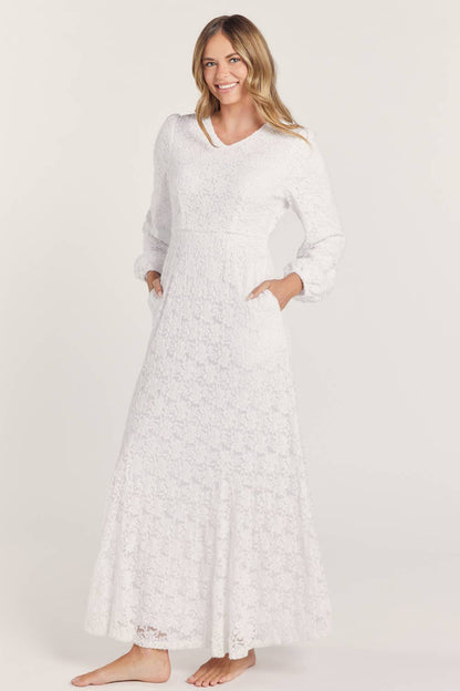 Gloria White Temple Dress / Simple Wedding Dress (Petite XS - XL) (Regular 1XL - 3XL)