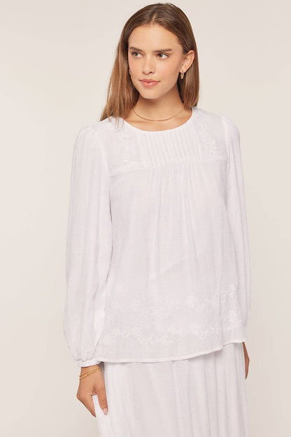 Tea n Rose - Embroidered White Top