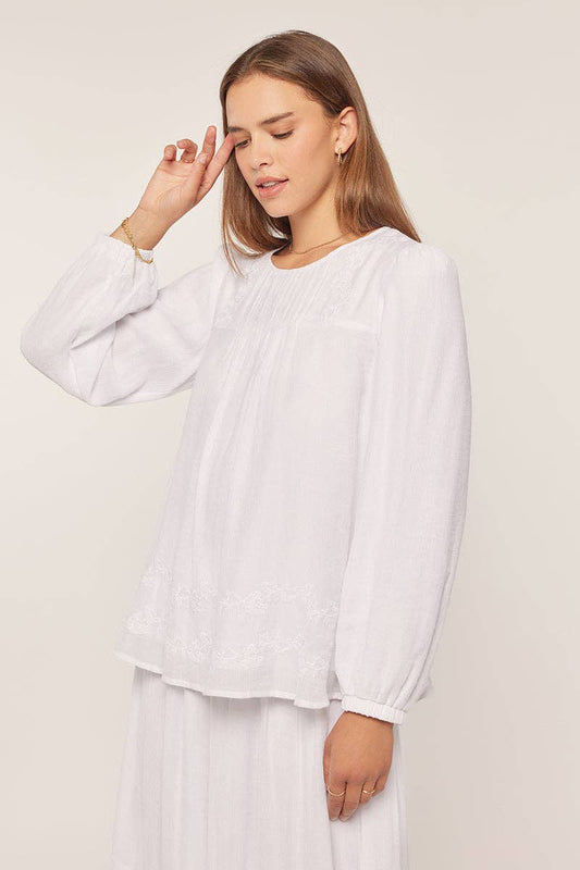 Tea n Rose - Embroidered White Top