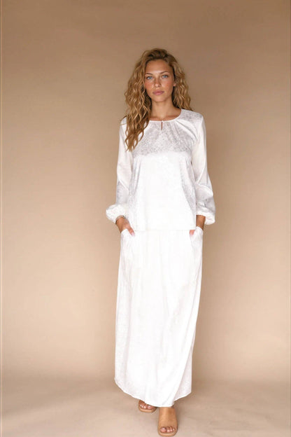 Hannah Temple Skirt in White