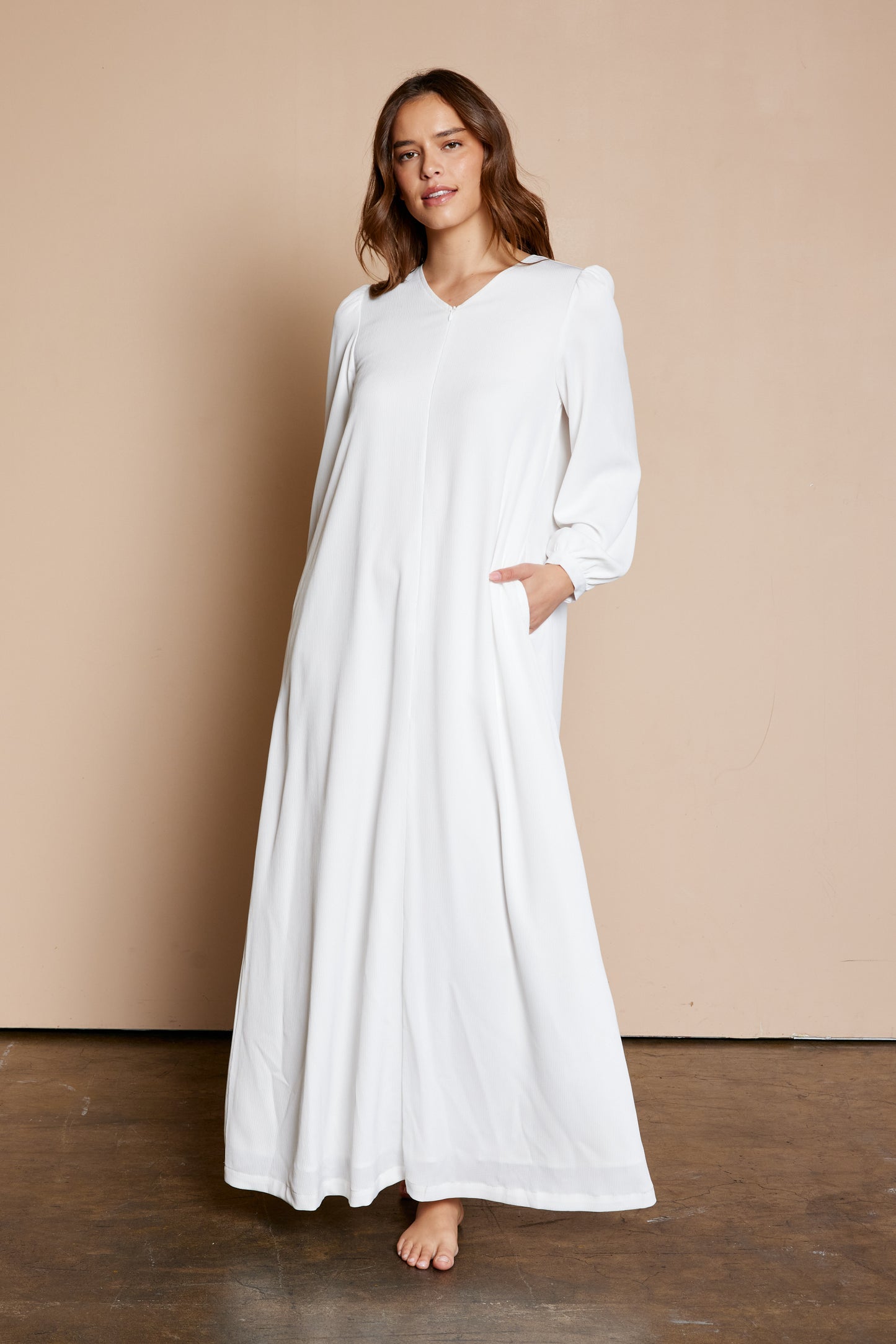 Mallory White Temple Dress/ Simple Wedding Dress