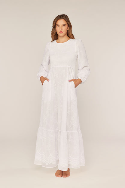 Calista White Temple Dress / Simple Wedding Dress