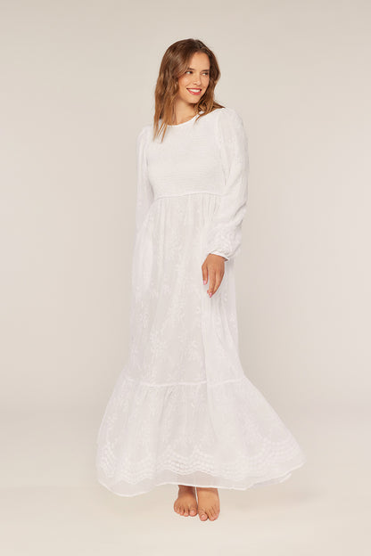 Calista White Temple Dress / Simple Wedding Dress
