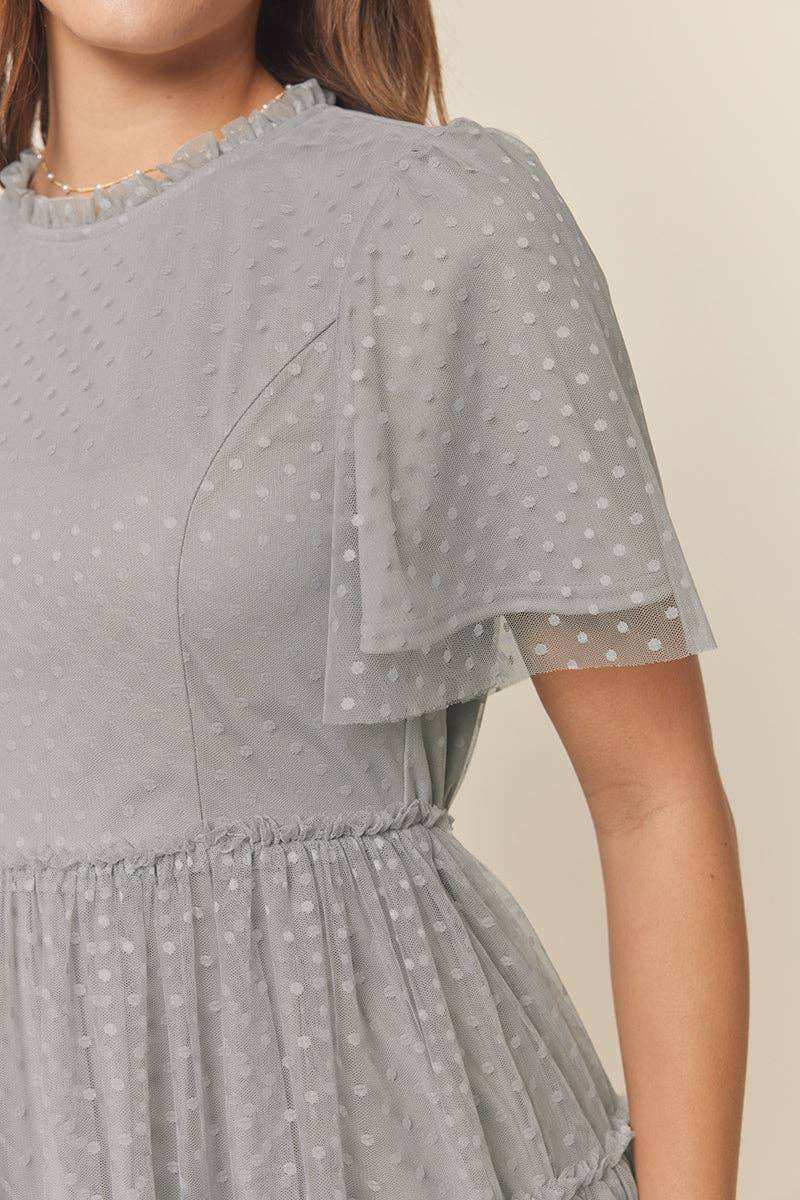 Tea n Rose - Polka Dot Tulle Tiered Midi Dress