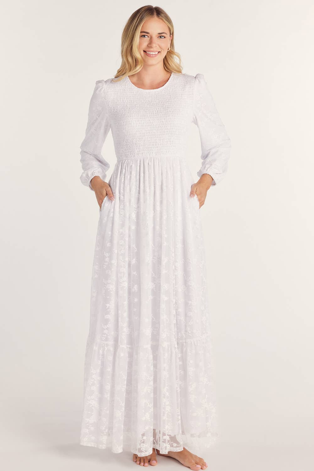 Paige White Temple Dress / Simple Wedding Dress (Petite Sizing Only Available in PXS and PS)