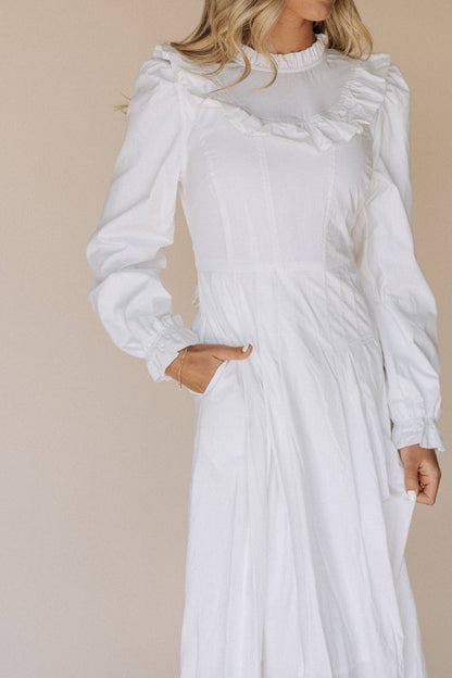 Caroline White Temple Dress / Simple Wedding Dress