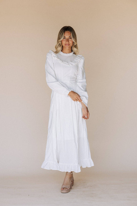 Caroline White Temple Dress / Simple Wedding Dress
