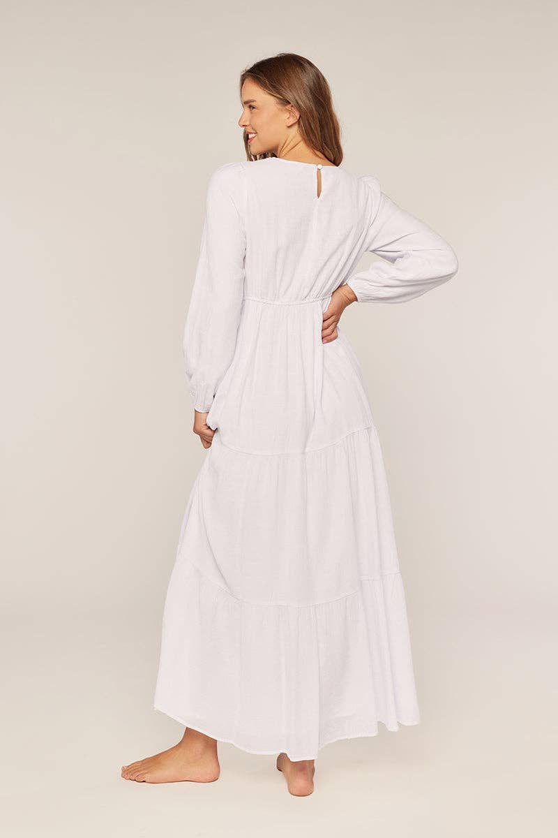 Tea n Rose - Plus size White embroidery Dress