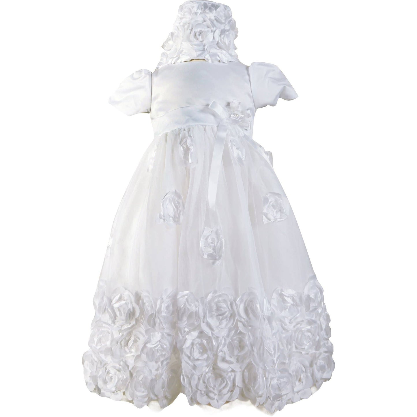 Angeline Kids - Baby Infant Girls Christening Baptism Dress With Bonnet - Rosalina