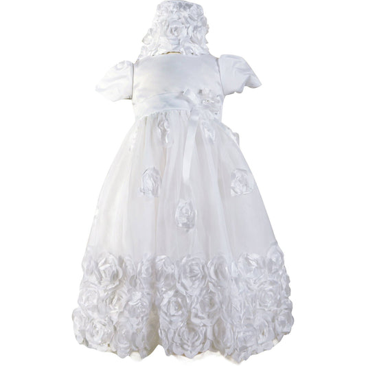 Angeline Kids - Baby Infant Girls Christening Baptism Dress With Bonnet - Rosalina
