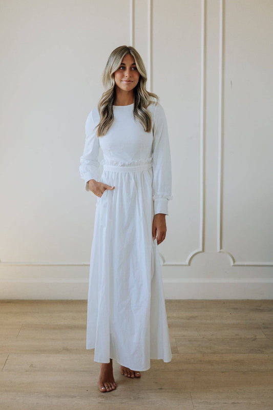 Lola White Temple Dress / Simple Wedding Dress