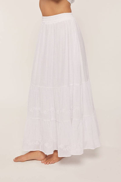 Tea n Rose - Embroidered White Skirt