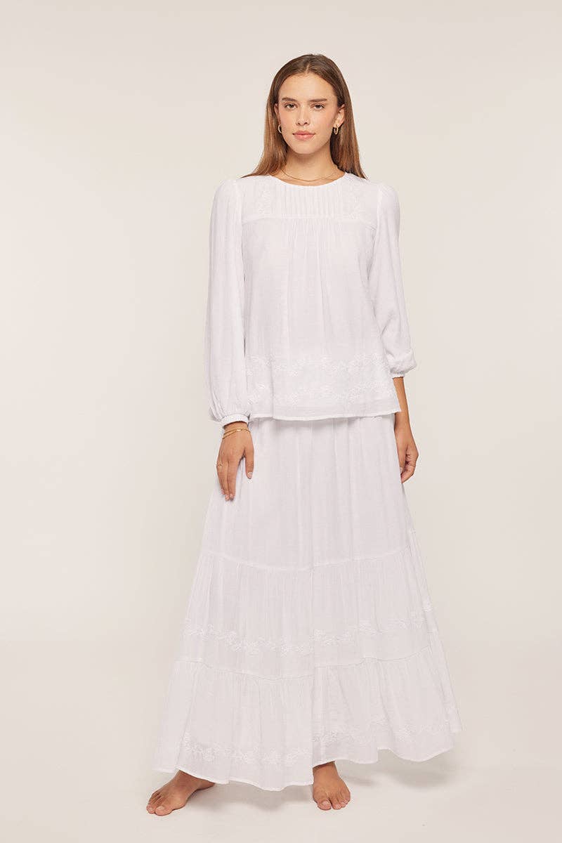 Tea n Rose - Embroidered White Skirt